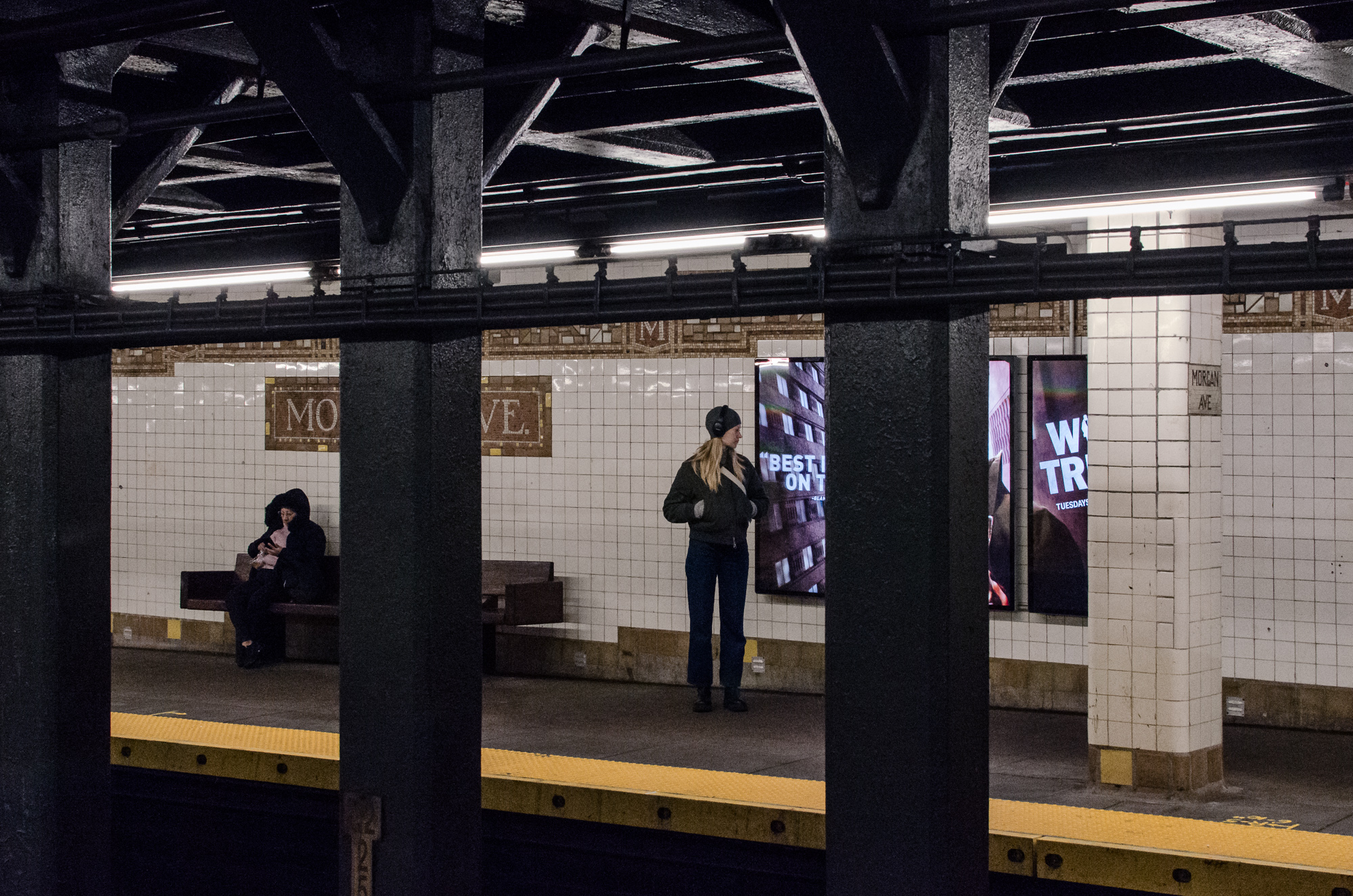 Olivia waiting at Morgan Street Station