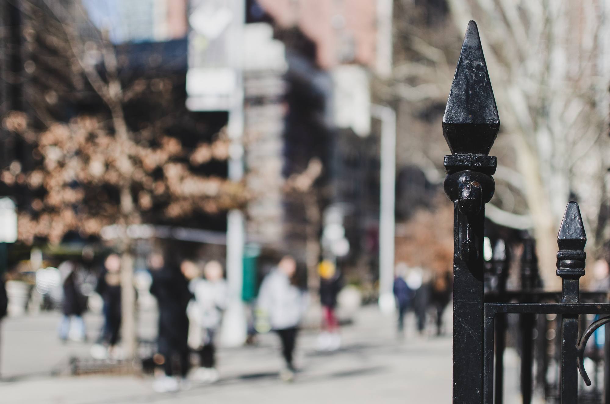 Outside a park in the Flatiron District of Manhattan